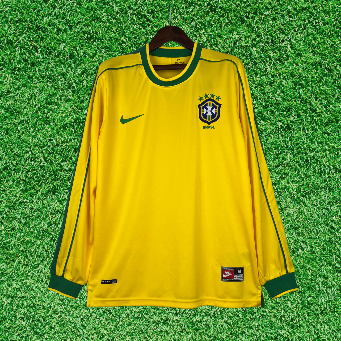 Brazil Home Jersey 1998 Retro Long Sleeve