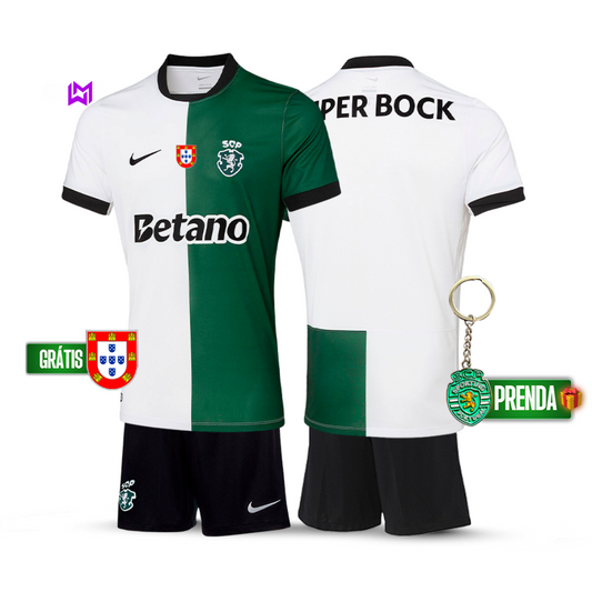 Conjunto Infantil Sporting Stromp Quarto Equipamento 2025/26 - LANÇAMENTO! 🔥💚