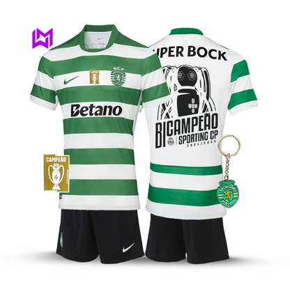 Conjunto Infantil Sporting Principal BICAMPEÃO 2025/26 - LANÇAMENTO! 🦁🏆