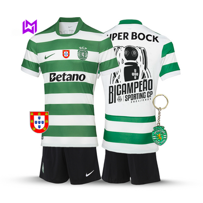 Conjunto Infantil Sporting Principal BICAMPEÃO 2025/26 - LANÇAMENTO! 🦁🏆