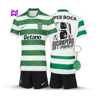 Conjunto Infantil Sporting Principal BICAMPEÃO 2025/26 - LANÇAMENTO! 🦁🏆