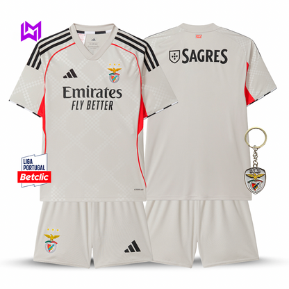 Conjunto infantil Benfica Alternative Beige 2025/26 - ÚLTIMAS UNIDADES