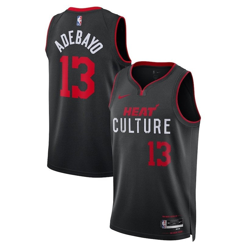 Camiseta unisex de la NBA Bam Adebayo Miami Heat 23/24 - Negra - Edición Ciudad