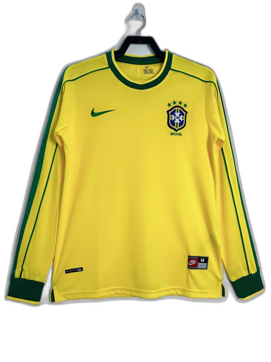 Camiseta de local de Brasil 1998 I - Versión retro de manga larga 