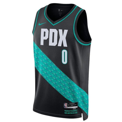 Camiseta unisex de la NBA Damian Lillard de los Portland Trail Blazers 2023 - Edición Ciudad - Negra