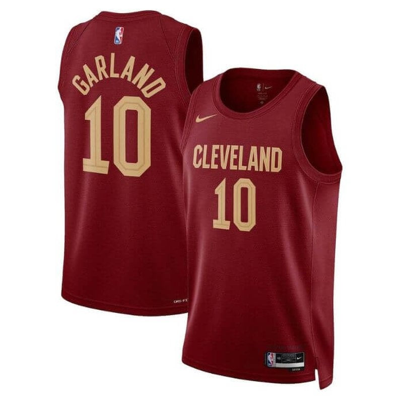 Camiseta de la NBA de Darius Garland 10 Cleveland Cavaliers 22/23, color vino - Edición Icon