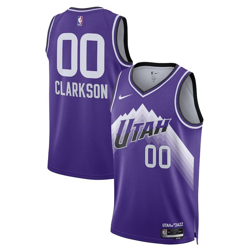 Camiseta unisex de la NBA Jordan Clarkson de los Utah Jazz, edición 23/24, morada, edición City