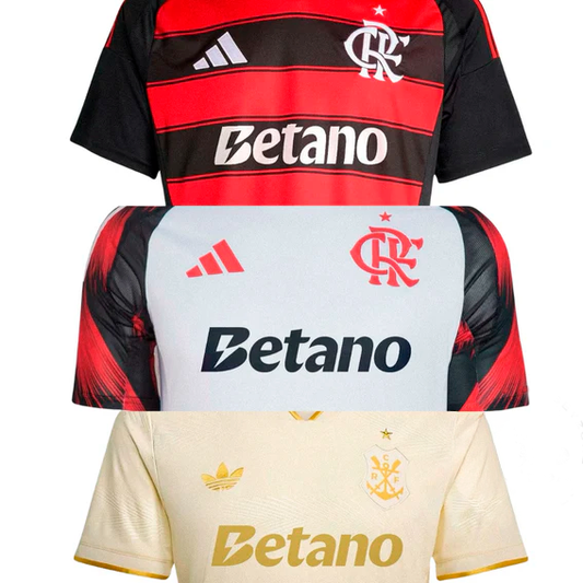 Combo 3 Mantos do Flamengo 2025 - Fan Version Sponsor Betano